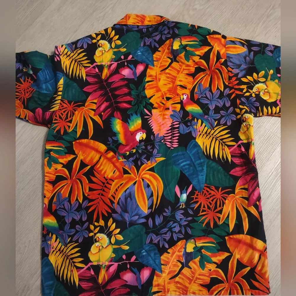Vtg Mens Fun IslandHawaiian Shirt Excellent Sz Large Colorful Cotton  Barbados